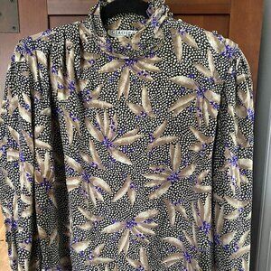 Luxurious Vintage Designer Silk LS Blouse Sz 8